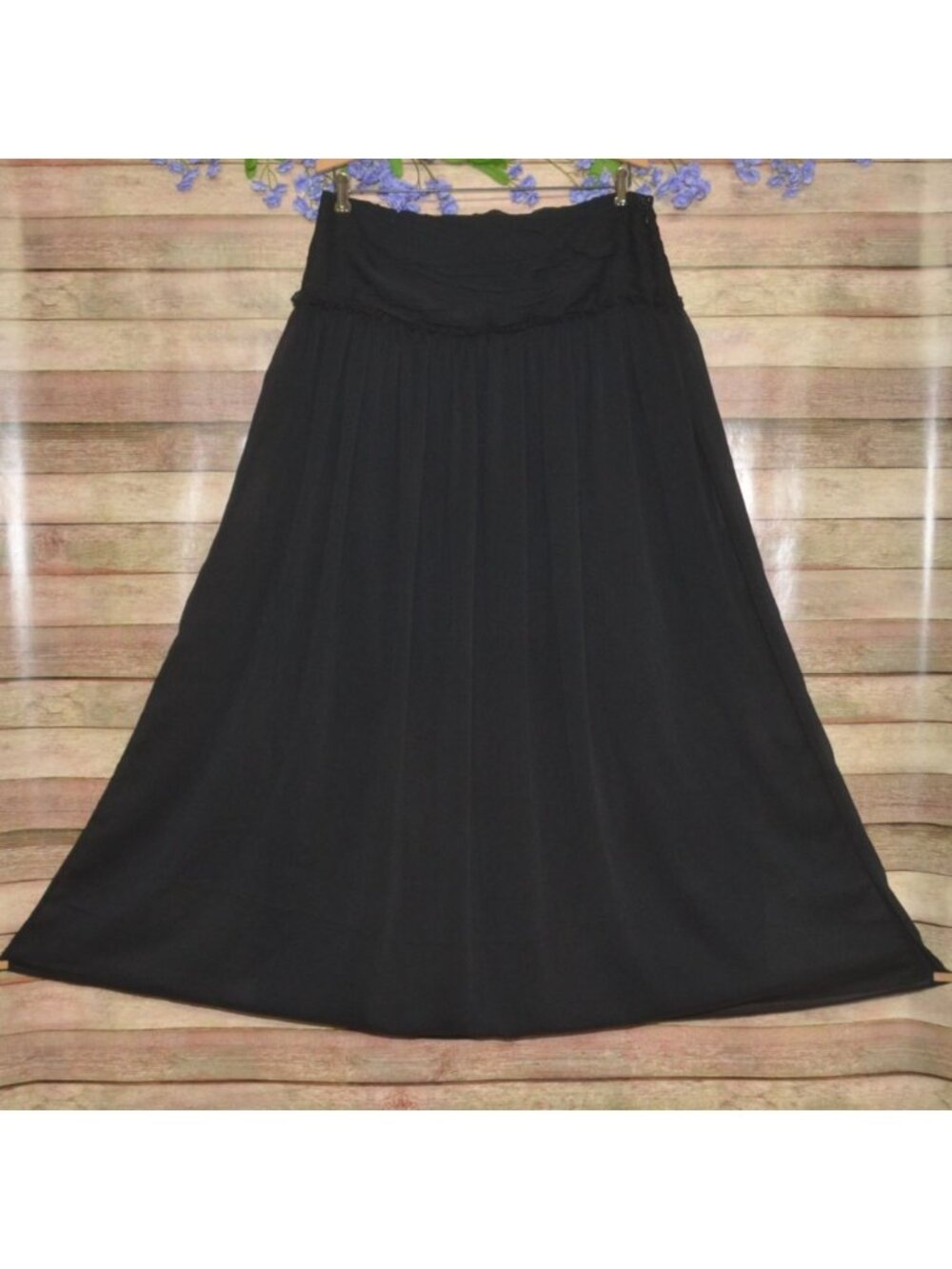 Future Collective Maxi Skirt Womens 10 Black Side Zip Layered Whimsigoth Witchy
